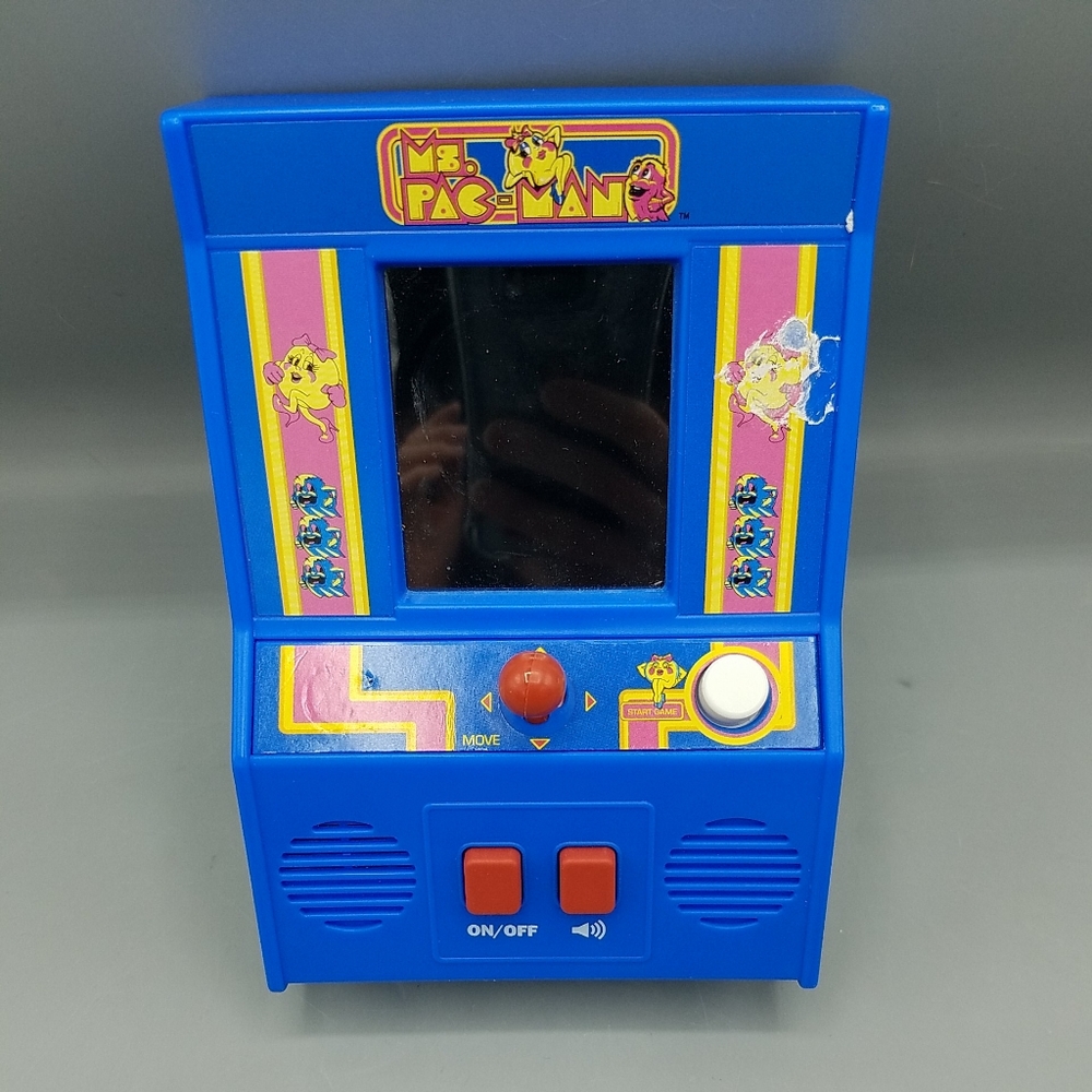 Ms. Pac-Man Handheld Mini Arcade Game Namco Basic Fun 2018 Blue WORKS Retro